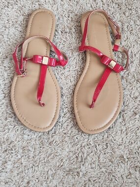 BCBG Generation Red T Strap Sandals